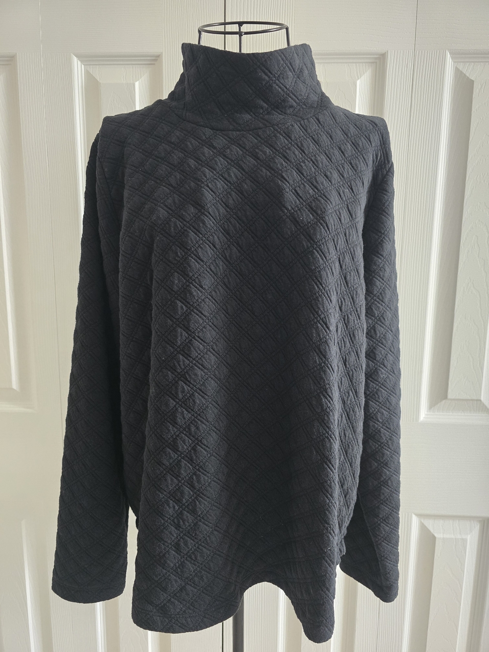 J. Crew Black Quilted Turtleneck Sweater